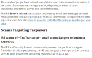 Picture of irs.gov website