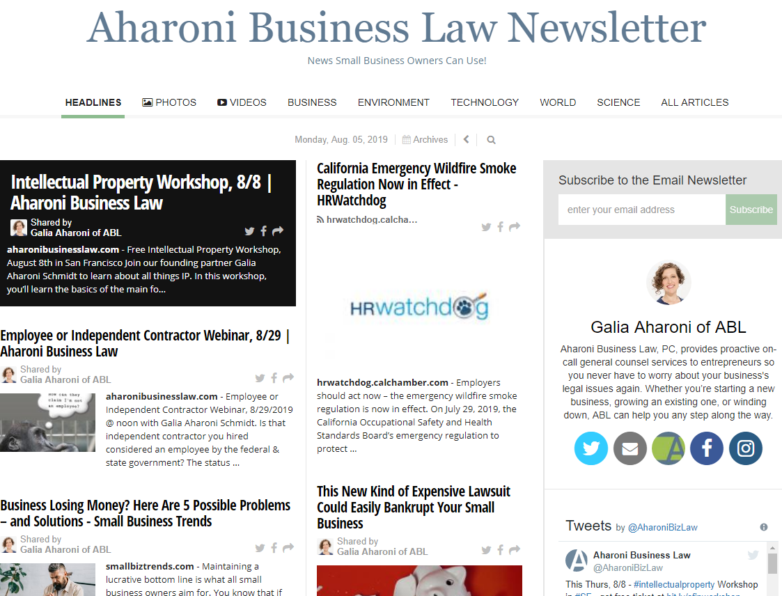 Screenshot of ABL Newsletter- News Small Business Owners Can Use